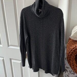 Zella wool cashmere Charcoal Cowl Neck Sweater with side contrast